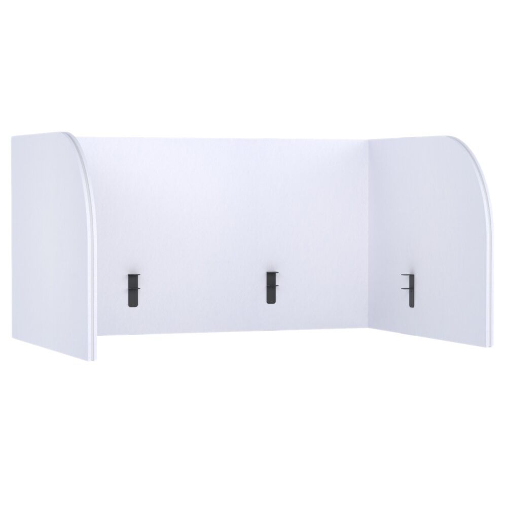 Acoustic Partition for Desk Pro.Felt D.1 - 1. White, Dimensions of Elements: 2× 108,4×80 cm; 1× 150×80 cm. Fits a 150×75 cm desk; extends beyond the desk by 30 cm
