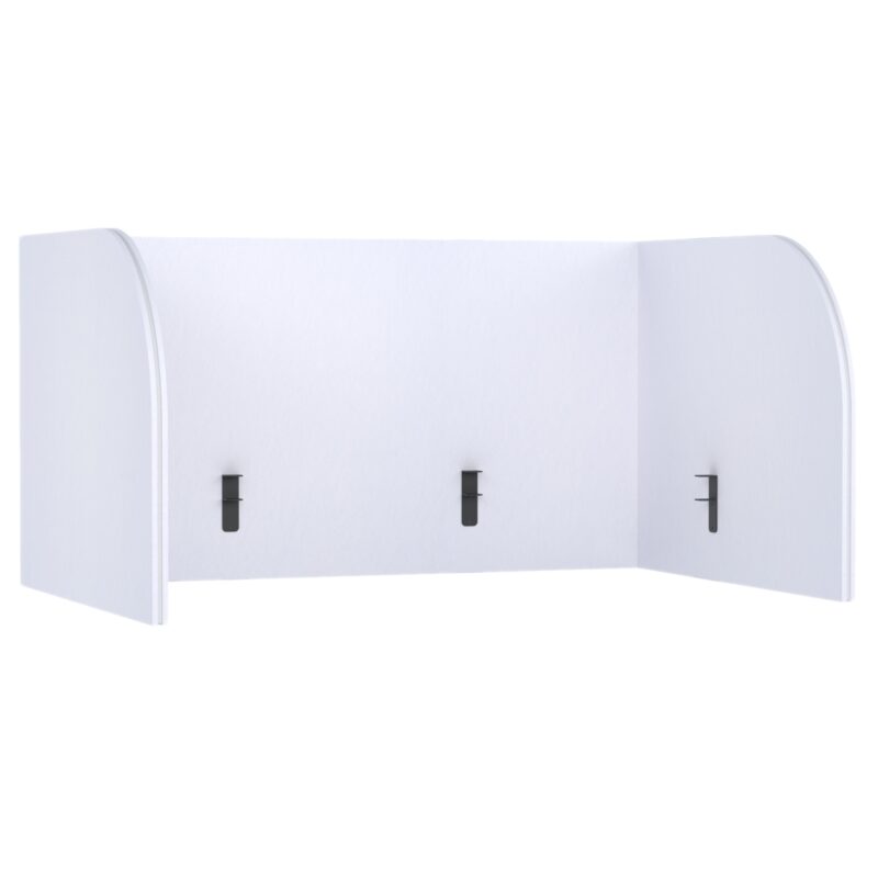 Acoustic Partition for Desk Pro.Felt D.1 - 1. White, Dimensions of Elements: 2× 108,4×80 cm; 1× 150×80 cm. Fits a 150×75 cm desk; extends beyond the desk by 30 cm