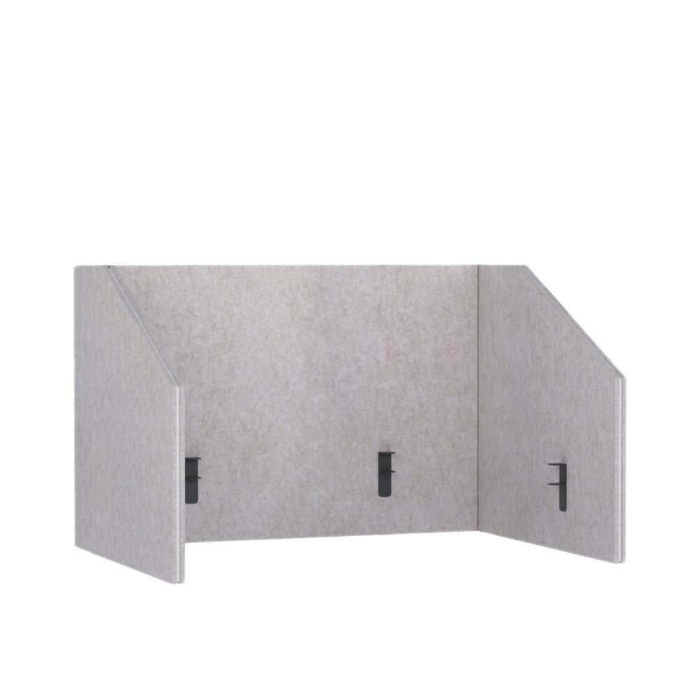 Acoustic Partition for Desk Pro.Felt D.2 - 3. Light Beige, Dimensions of Elements: 2× 93,4×80 cm; 1× 120×80 cm. Fits a 120×60 cm desk; extends beyond the desk by 30 cm