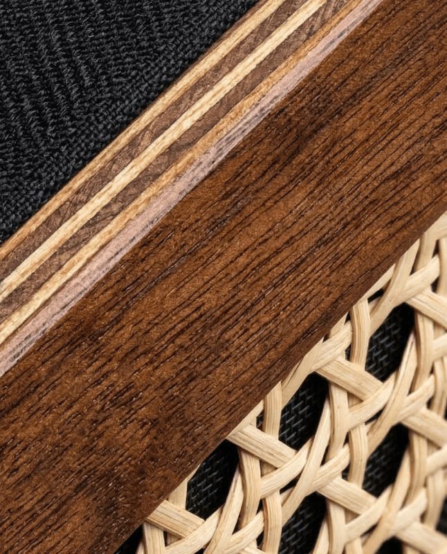 The natural rattan's weave up close