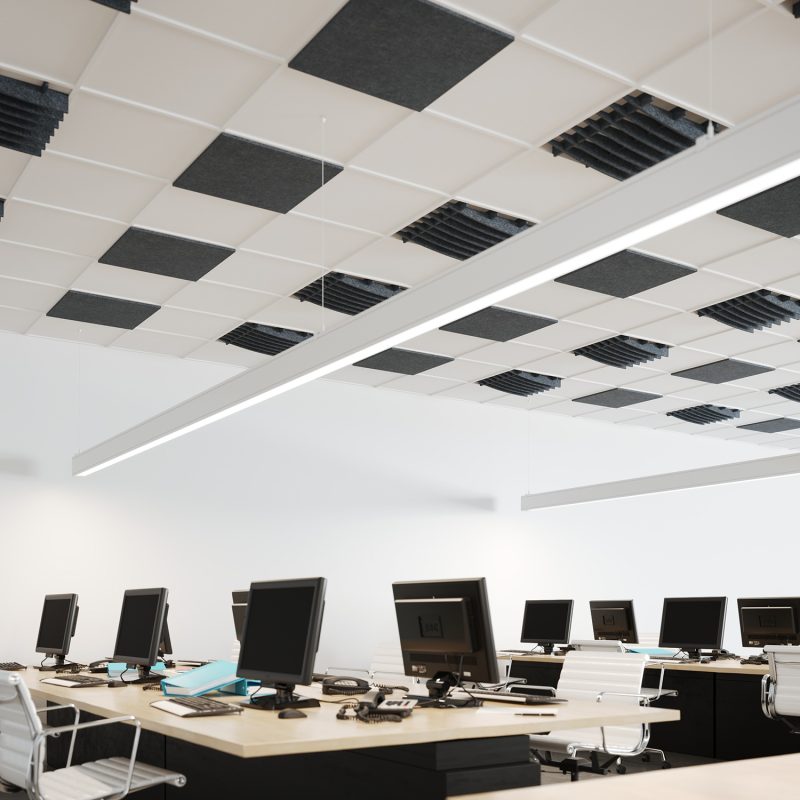 T.1 boards in a modular suspended-ceiling layout