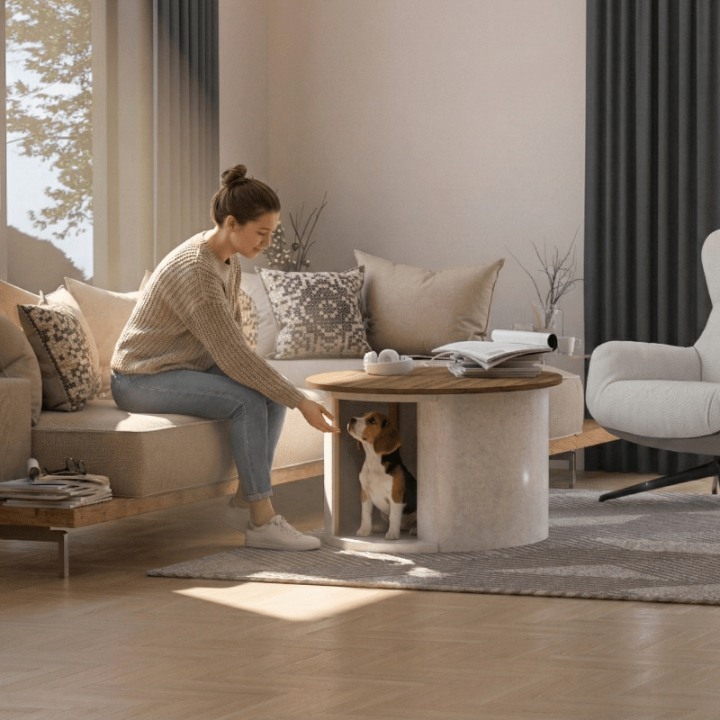 The combination of a light desktop with contrasting felt