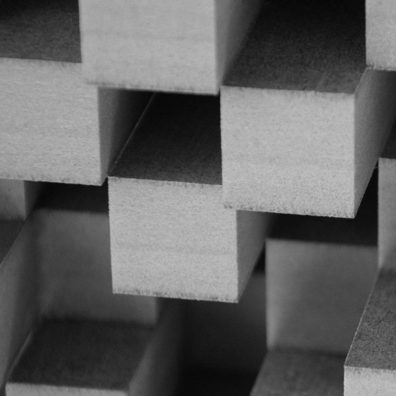 Close-up of the spatial block structure of the Skyline City panel in side light