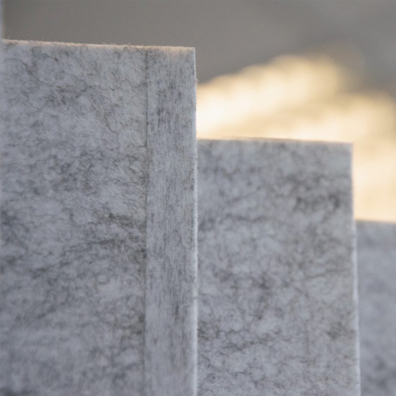 A detail of the felt construction's modular joints
