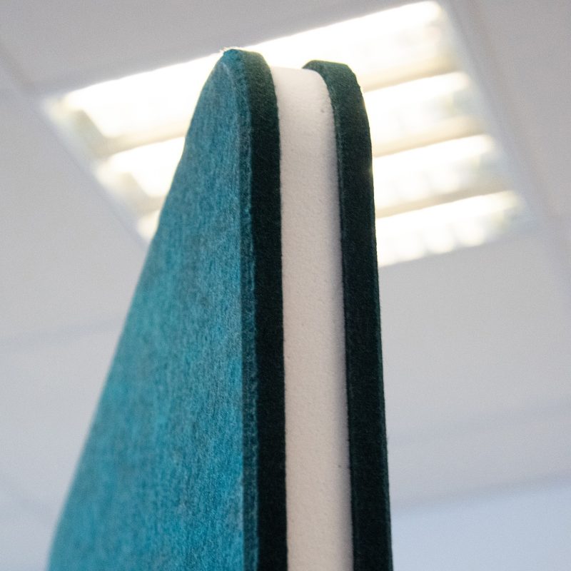 A detail of the felt, the Basotect® foam and the chosen base