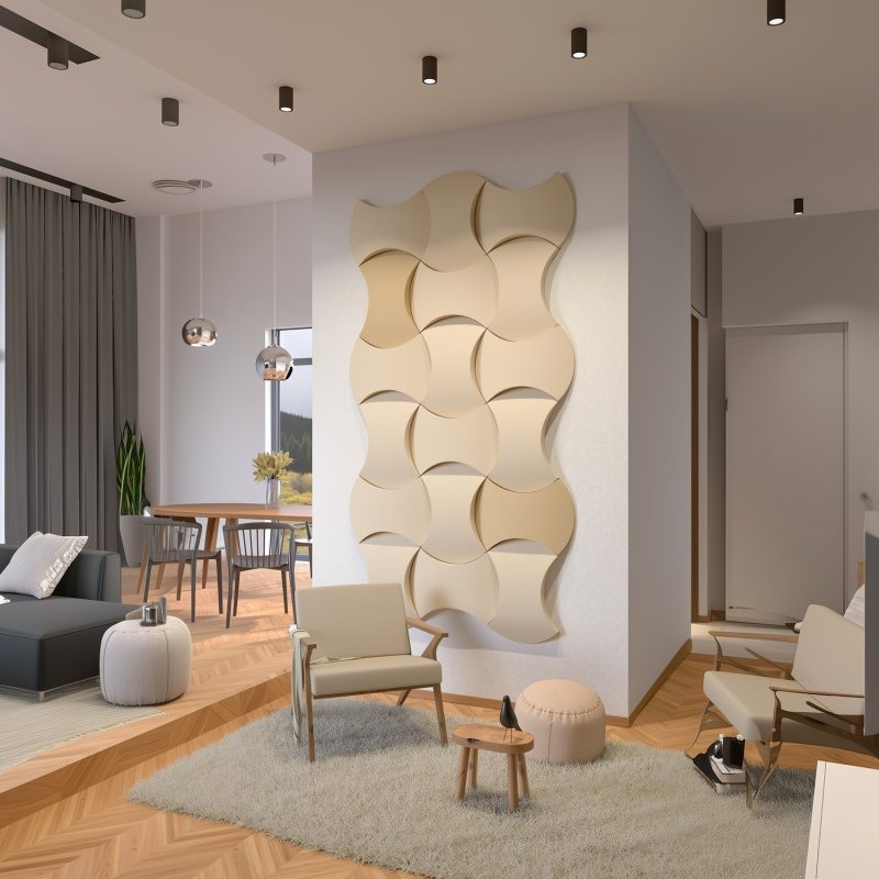 A monochrome composition in a conference room