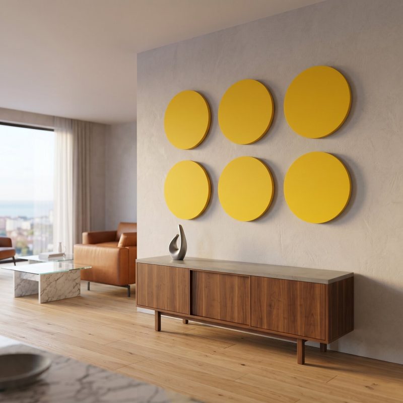 Colorful circles above a gaming station
