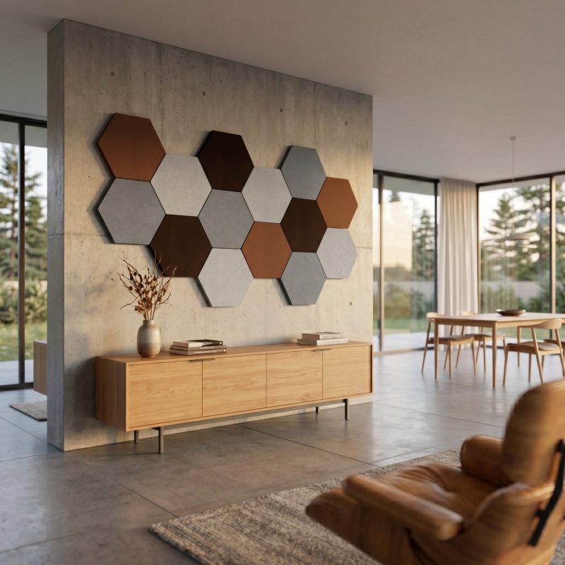 Foamly Hexagon behind a desk in a home studio