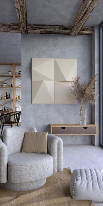 A contrasting composition of geometric panels