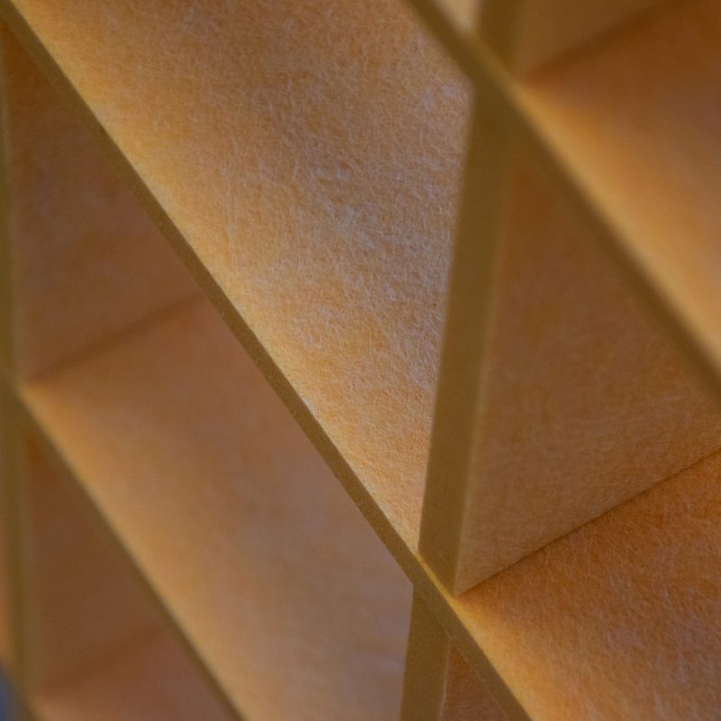 A detail of the vertical Pro.Felt felt slats