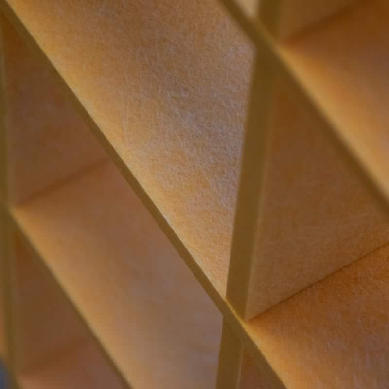The geometric layout of the vertical slats seen from below