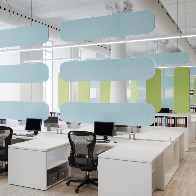 A vertical panel layout setting apart a work spot