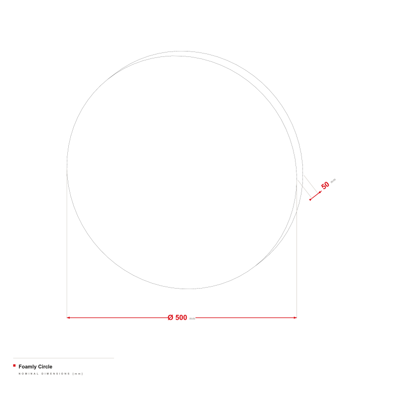 Foamly Circle - dimensional drawing Ø 500 mm, 50 mm thick