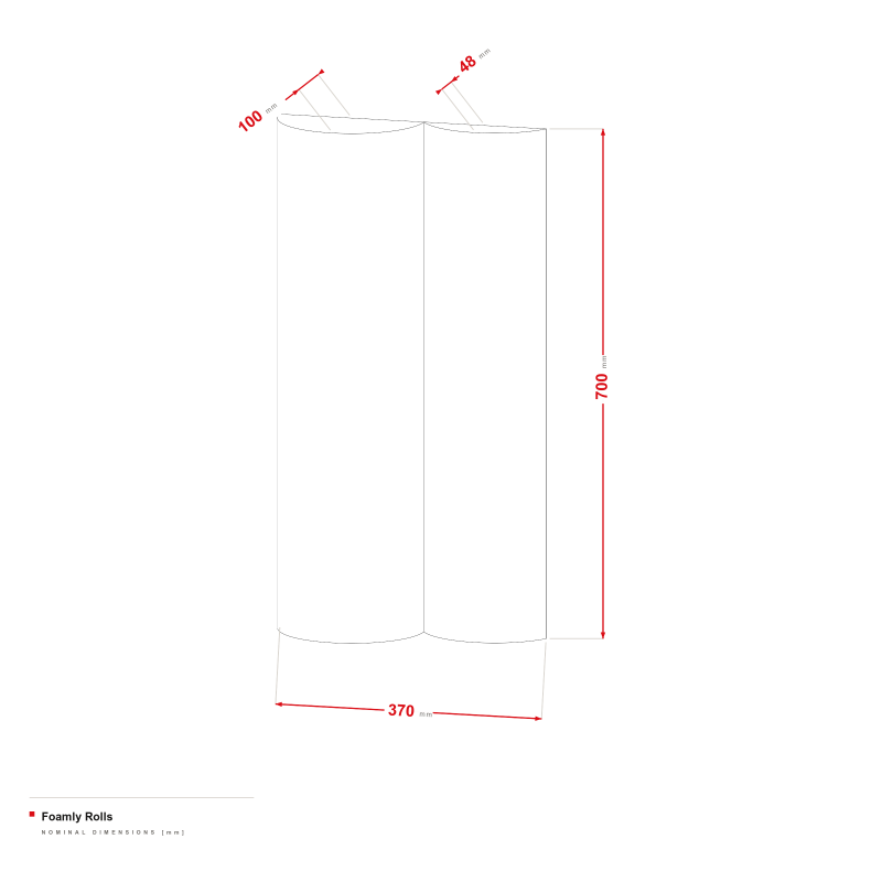 Foamly Rolls - dimensional drawing 370 × 700 mm