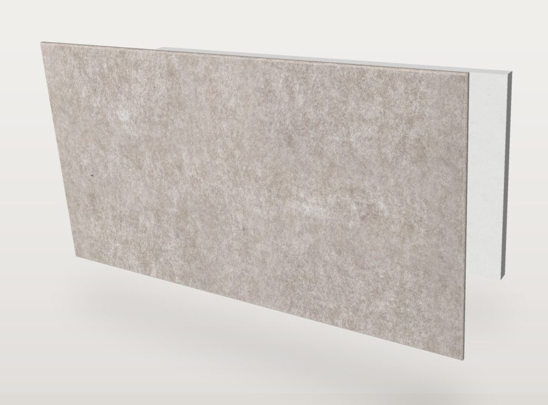 The Pro.Felt E.7 Rectangle acoustic panel in a rectangle shape, split into two layers: Pro.Felt acoustic felt at the front and Basotect foam at the back
